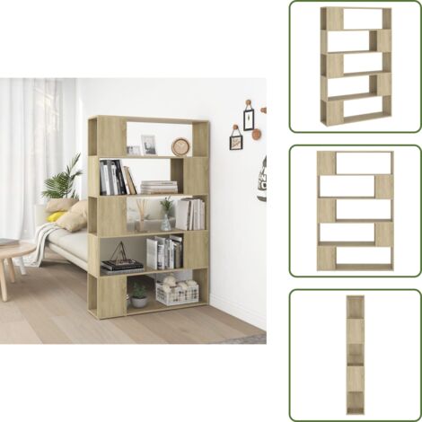The Living Store Librería separador contrachapada roble Sonoma 100x24x155 cm - Separador de ambientes