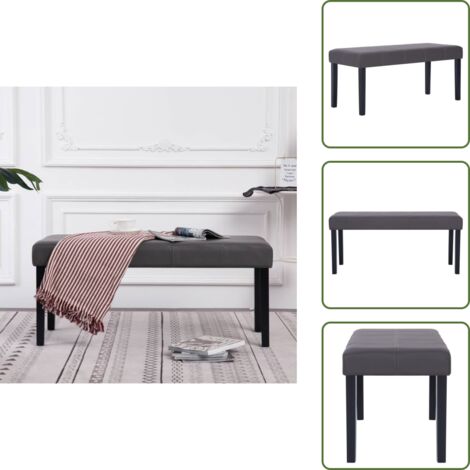 The Living Store Banco de cuero sintético 106 cm gris - Banco de cuero sintético