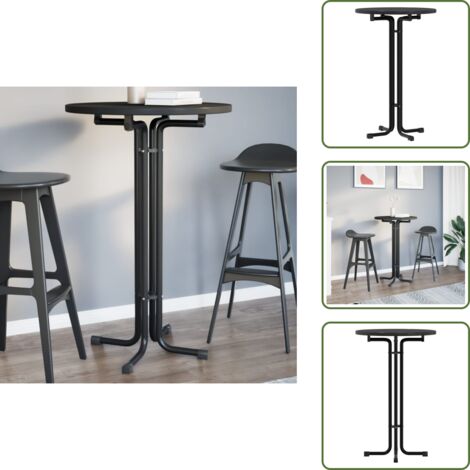 Mesa plegable - vidaXL Mesa de bar madera ingeniería y acero negro Ø70x110 cm - Mesa de bar negra
