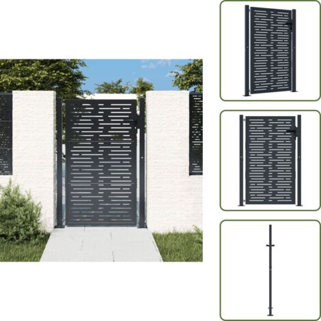 The Living Store Puerta de jardín acero gris antracita diseño cuadrado 100x125 cm - Puerta de patio