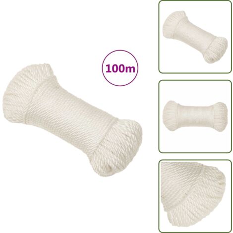 The Living Store Cuerda de trabajo polipropileno blanco 3 mm 100 m - Cuerda polipropileno