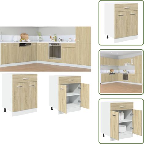 Muebles de cocina - vidaXL Cajón bajo "Lyon" roble Sonoma 60x46x81,5 cm Madera de ingeniería - Madera de ingeniería