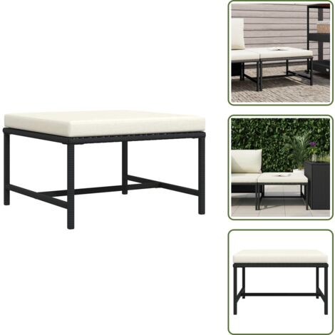The Living Store Reposapies seccional con cojín de ratán sintético negro - Reposapiés seccional