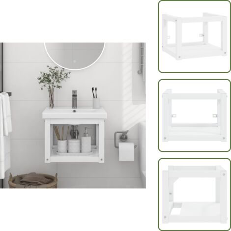 The Living Store Estructura de lavabo suspendido hierro blanco 40x38x31 cm - Soporte de baño