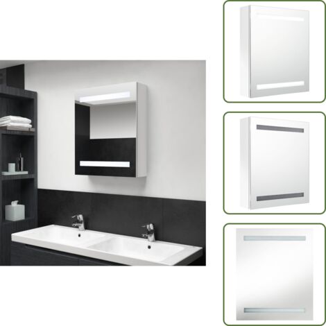 The Living Store Armario de baño con espejo LED blanco brillante 50x14x60 cm - Espejo LED