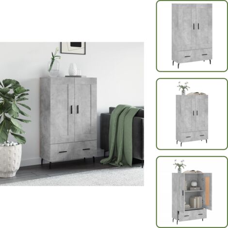 Expositora - vidaXL Aparador alto madera de ingeniería gris hormigón 69,5x31x115 cm - Muebles decorativos