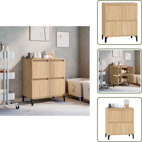 The Living Store Aparador de madera contrachapada roble Sonoma 60x35x70 cm - Almacenamiento