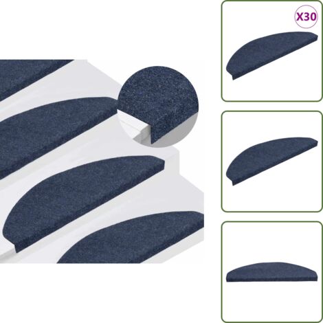 The Living Store Alfombrilla autoadhesiva escalera 30 uds azul 65x22,5x3,5 cm - Alfombra antideslizante