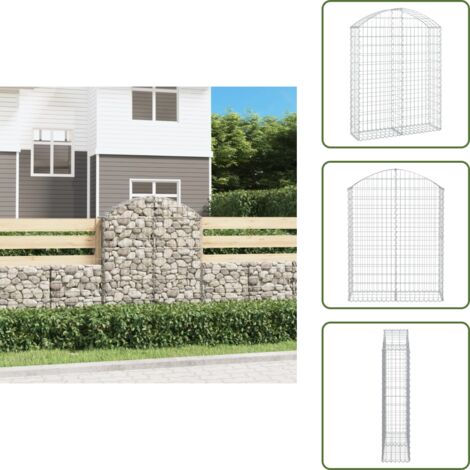 Barrera de jardín - vidaXL Cesta gaviones forma arco hierro galvanizado 100x30x120/140 cm - Muro de piedra