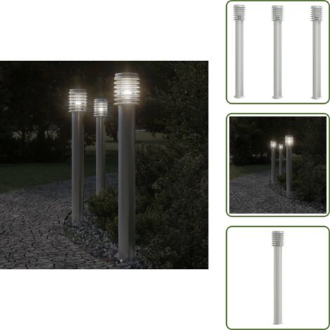 The Living Store Lámparas de suelo de exterior 3 uds acero inoxidable 110 cm - Lámparas de suelo