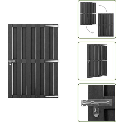 Puerta de jardín resistente - vidaXL Puerta de jardín de WPC gris 100x150 cm - Puerta de jardín con pestillo deslizante