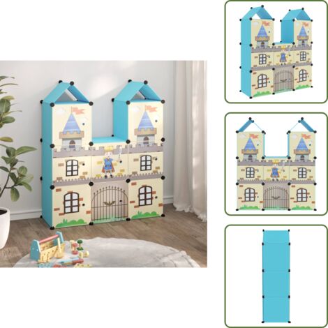 The Living Store Estantería infantil de cubos con 8 compartimentos azul PP - Estantería de cubos