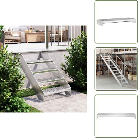 Peldaño de rejilla - vidaXL Peldaño de rejilla acero galvanizado 60x24x7 cm - Escalera exterior