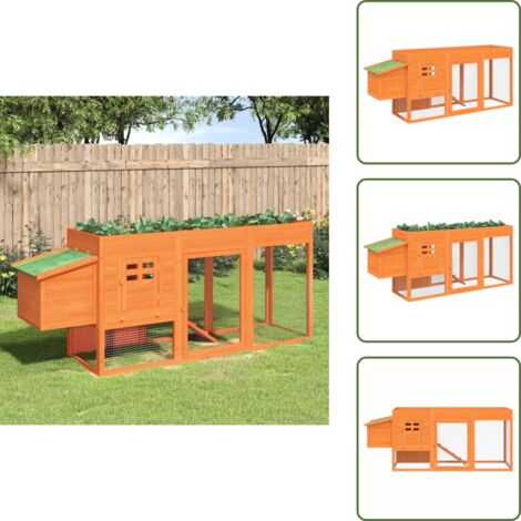 Corral para animales - vidaXL Gallinero madera maciza de pino marrón 204x50x84 cm - Gallinero con techo