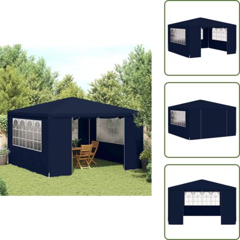 The Living Store Carpa profesional para fiestas con paredes azul 90 g/m² 4x4 m - Carpa azul