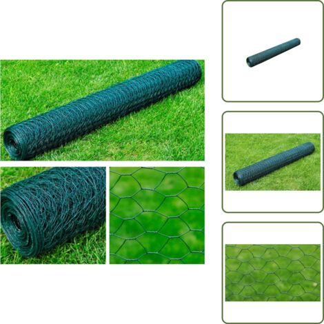 Valla para jardín - vidaXL Malla de alambre hexagonal acero verde oscuro 1x25 m - Valla para aves