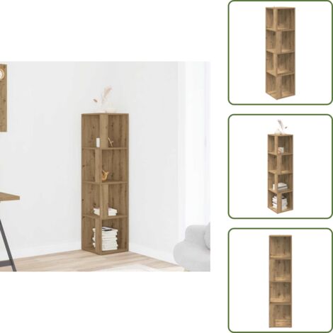 The Living Store Mueble de esquina madera ingeniería roble artisan 33x33x132 cm - Almacenamiento