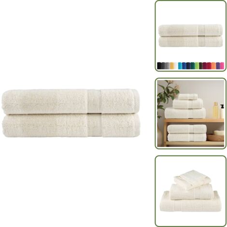 Toallas absorbentes - vidaXL Toallas de sauna SOLUND 2 unidades crema 80x200 cm 600 gsm - Toallas para sauna