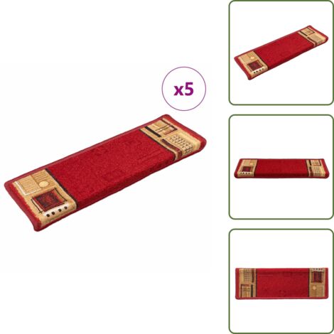 Alfombra antideslizante - vidaXL Alfombrillas de escalera autoadhesivas 5 uds rojo 65x21x4 cm - Alfombra para casa