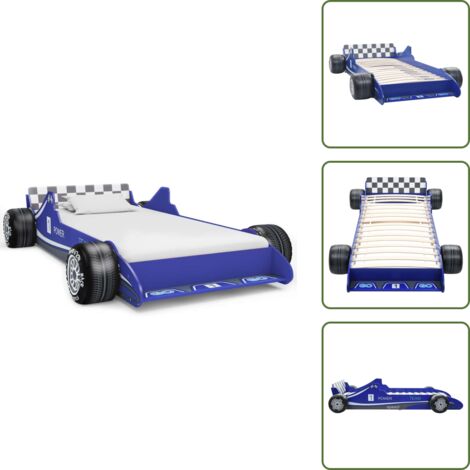 Cama de carreras - vidaXL Cama con forma de coche de carreras para niños 90x200 cm azul - Cama para niños 90x200 cm