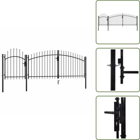 Puerta de jardín con cerradura - vidaXL Puerta de jardín Woerden acero 1x4 m negro - Puerta de jardín con arco