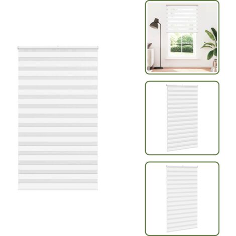 The Living Store Estor cebra blanco 120x200 cm tejido ancho 115,9 cm poliéster - Estor cebra