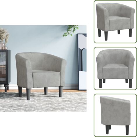 The Living Store Sillón de terciopelo gris claro - Sillón decorativo