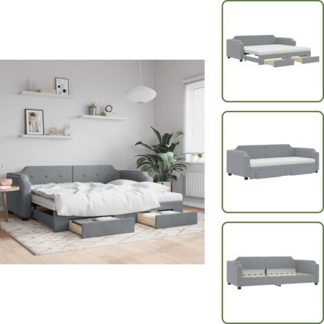 Cama con cajones - vidaXL Sofá cama nido con cajones tela gris claro 80x200 cm - Sofá cama con almacenamiento