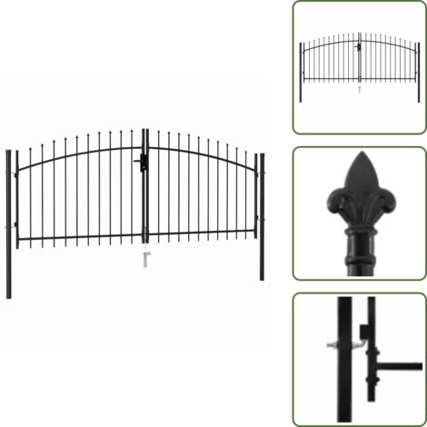 Puerta de seguridad - vidaXL Puerta de valla Woerden de doble puerta con punta de pincho 299,5x174,5 cm - Puerta de patio
