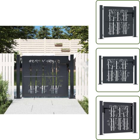 Puerta de jardín galvanizada - vidaXL Puerta de jardín antracita 100x100 cm acero diseño bambú - Puerta de jardín con cierre
