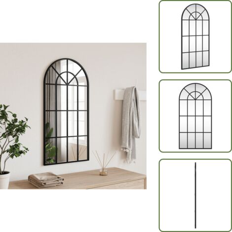 The Living Store Espejo de pared arco de hierro negro 40x80 cm - Espejo arco