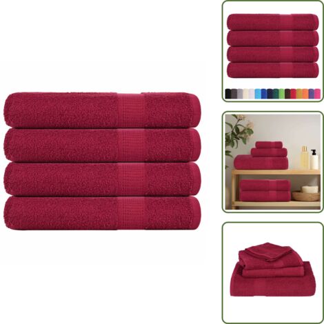 Toalla absorbente - vidaXL Toallas de sauna FROGN 4 uds burdeos 80x200 cm 360 g/m² - Toalla para sauna