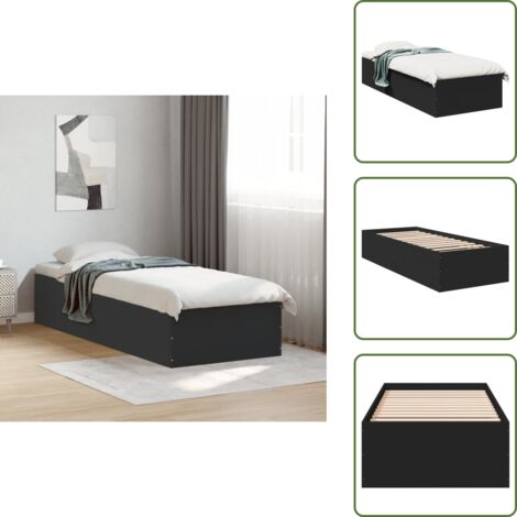 The Living Store Estructura de cama madera de ingeniería negra 75x190 cm - Estructura de cama (1/5)