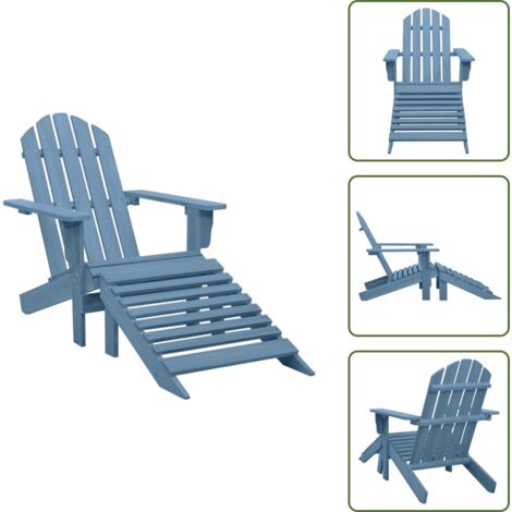 Silla de jardín con otomana - vidaXL Silla jardín Adirondack con otomana madera maciza de abeto azul - Silla de madera