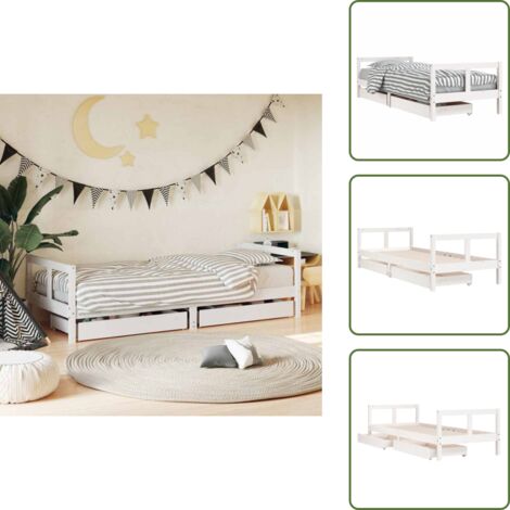 The Living Store Estructura cama niños con cajones madera pino blanco 80x200 cm - Estructura de cama