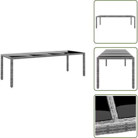 Mesa de comedor exterior - vidaXL Mesa jardín vidrio templado ratán sintético gris 250x100x75 cm - Mesa de patio