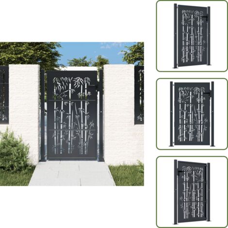 Puerta de jardín galvanizada - vidaXL Puerta de jardín acero gris antracita diseño bambú 100x125 cm - Puerta de jardín diseño bambú