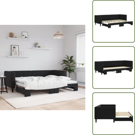 Sofá cama negro - vidaXL Sofá cama nido terciopelo negro 80x200 cm - Sofá cama terciopelo