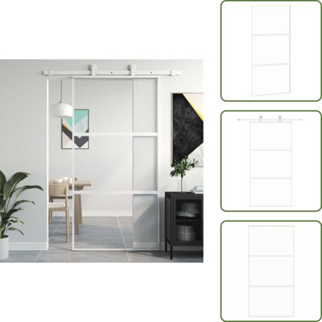 Puerta corredera blanca - vidaXL Puerta corredera vidrio templado y aluminio blanca 102,5x205 cm - Puerta corredera transparente