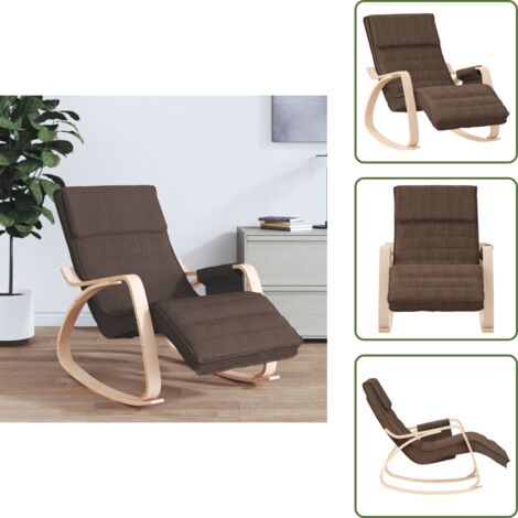 Silla de sala - vidaXL Silla mecedora de tela marrón oscuro - Silla de dormitorio