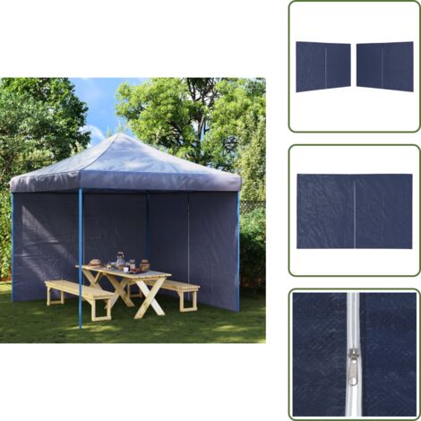 The Living Store Paredes para carpa de fiestas con cremallera 2 uds PE azul - Carpa para fiestas