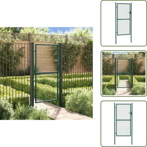 Puerta verde - vidaXL Puerta de valla de acero 100 x 175 cm verde - Puerta de seguridad
