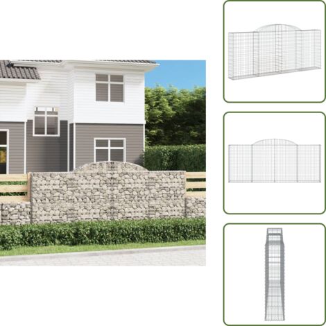 Barrera de jardín - vidaXL Cesta gaviones forma arco hierro galvanizado 300x30x120/140 cm - Muro de piedra