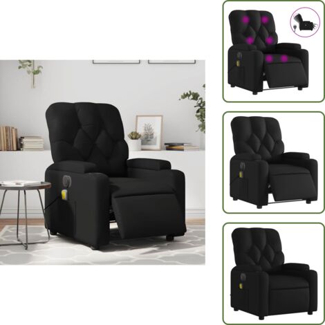 Reclinación eléctrica - vidaXL Sillón de masaje reclinable eléctrico cuero sintético negro - Asiento de cuero sintético