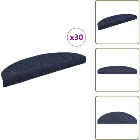 Alfombra para escaleras azul - vidaXL Felpudos autoadhesivos para escaleras, 30 unidades, 65 x 21 x 4 cm, color azul, semicirculares, grandes - Alfombra para escaleras azul semicircular