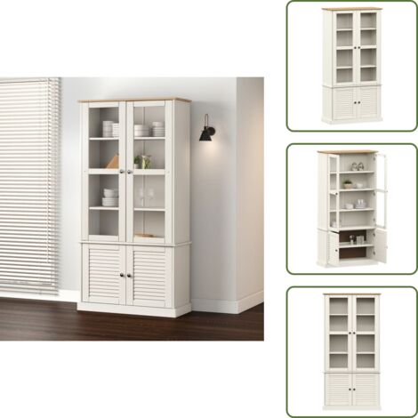 Armario con puertas de cristal - vidaXL Armario con vitrina VIGO madera maciza pino blanco 85x35x170 cm - Armario rústico