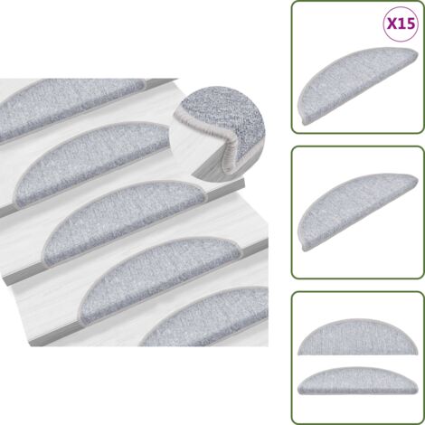 The Living Store Alfombrillas de escalera 15 unidades gris claro 56x17x3 cm - Alfombras de escalera