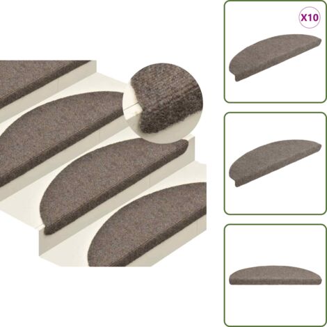 The Living Store Felpudos autoadhesivos para escaleras, 10 unidades, 65 x 21 x 4 cm, beige, semicirculares, grandes - Tapetes para escaleras