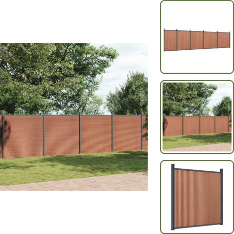 Valla de privacidad - vidaXL Panel de valla WPC marrón 872x186 cm - Valla de aluminio