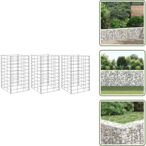 Gaviones de hierro - vidaXL Arriates de gaviones 3 unidades hierro 30x30x50 cm - Gaviones para patio